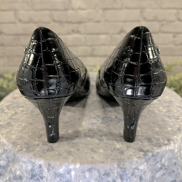 Life Stride Soft System “Parigi” Black Faux Croc Dress Heels WMS 9M🖤Like New - Picture 6 of 9